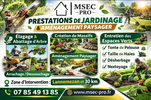 Entretien d'espaces verts pour professionnels à Lannemezan et les environs, Lannemezan, MSEC PRO