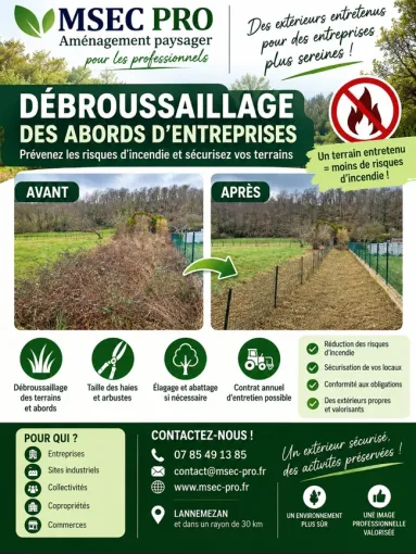 Débroussaillage des abords des entreprises à Lannemezan, Lannemezan, MSEC PRO