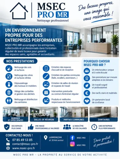 Devis société de nettoyage à Tarbes, Lannemezan, MSEC PRO