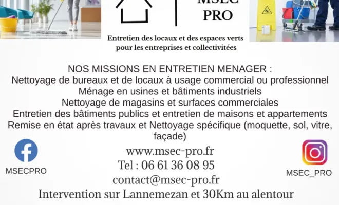 Entreprise de nettoyage des locaux à Lannemezan, Lannemezan, MSEC PRO
